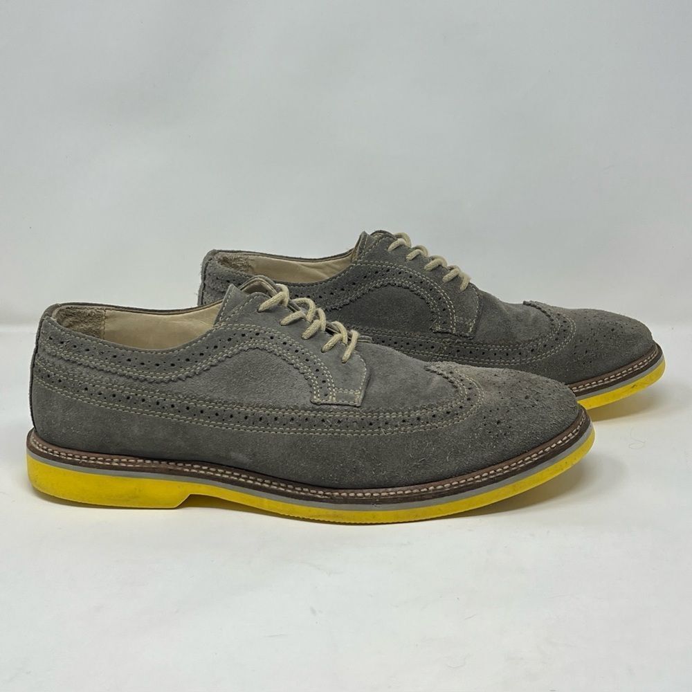 1901 Wingtip Oxford Gray Suede Yellow Sole 10M Leather Brogue Shoes M20411